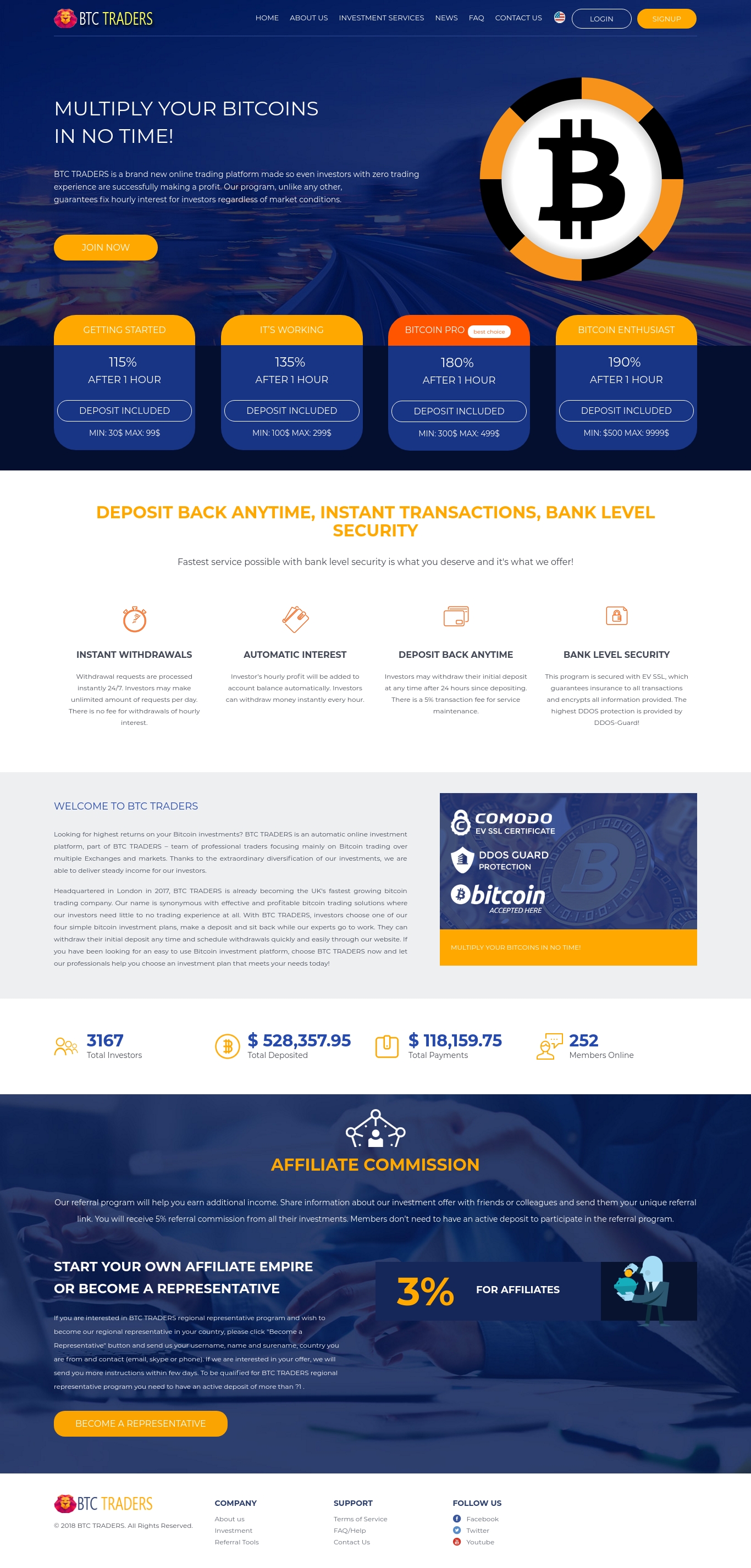 Investment project btctraders.cc