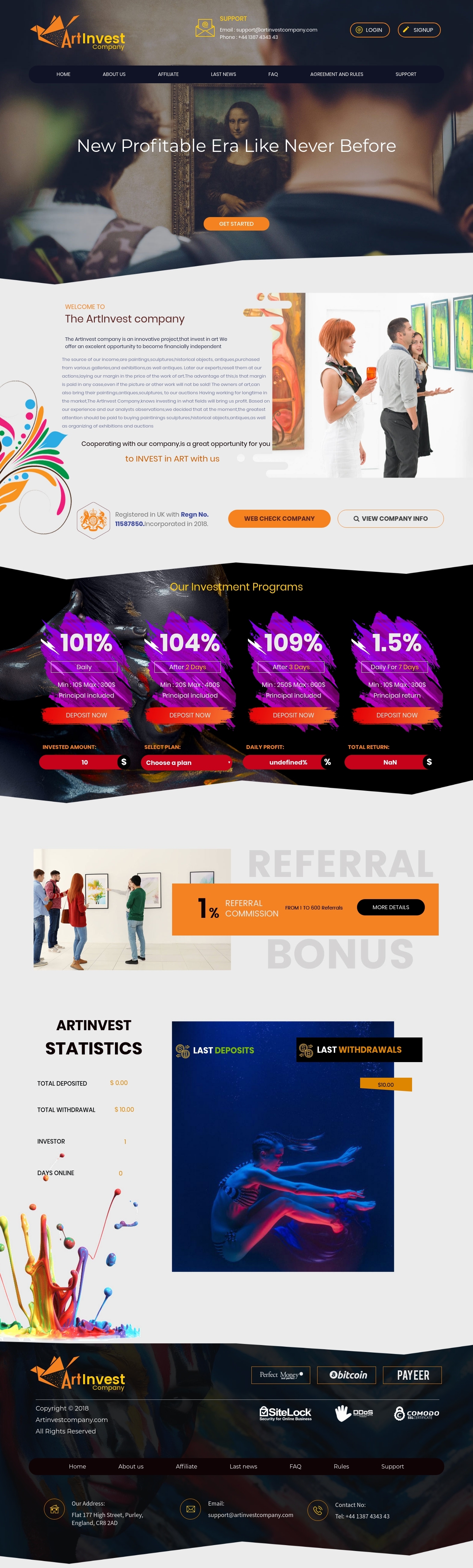 HYIP project Art invest company