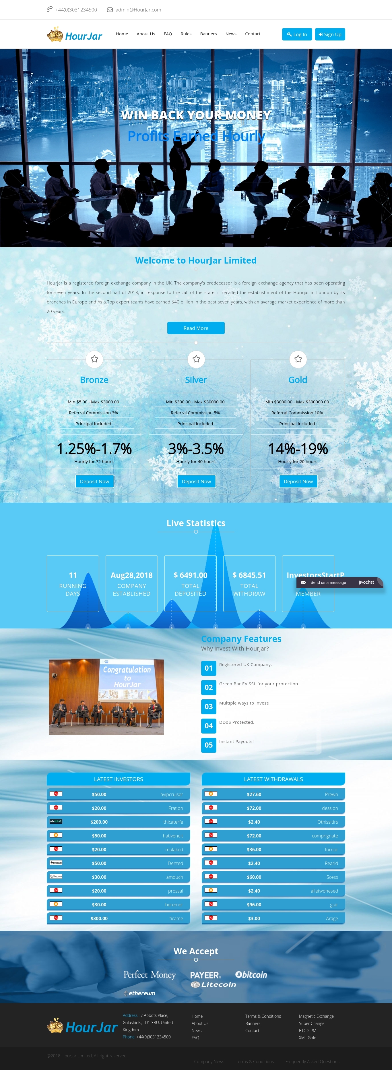 Gaming HYIP project HourJar LTD