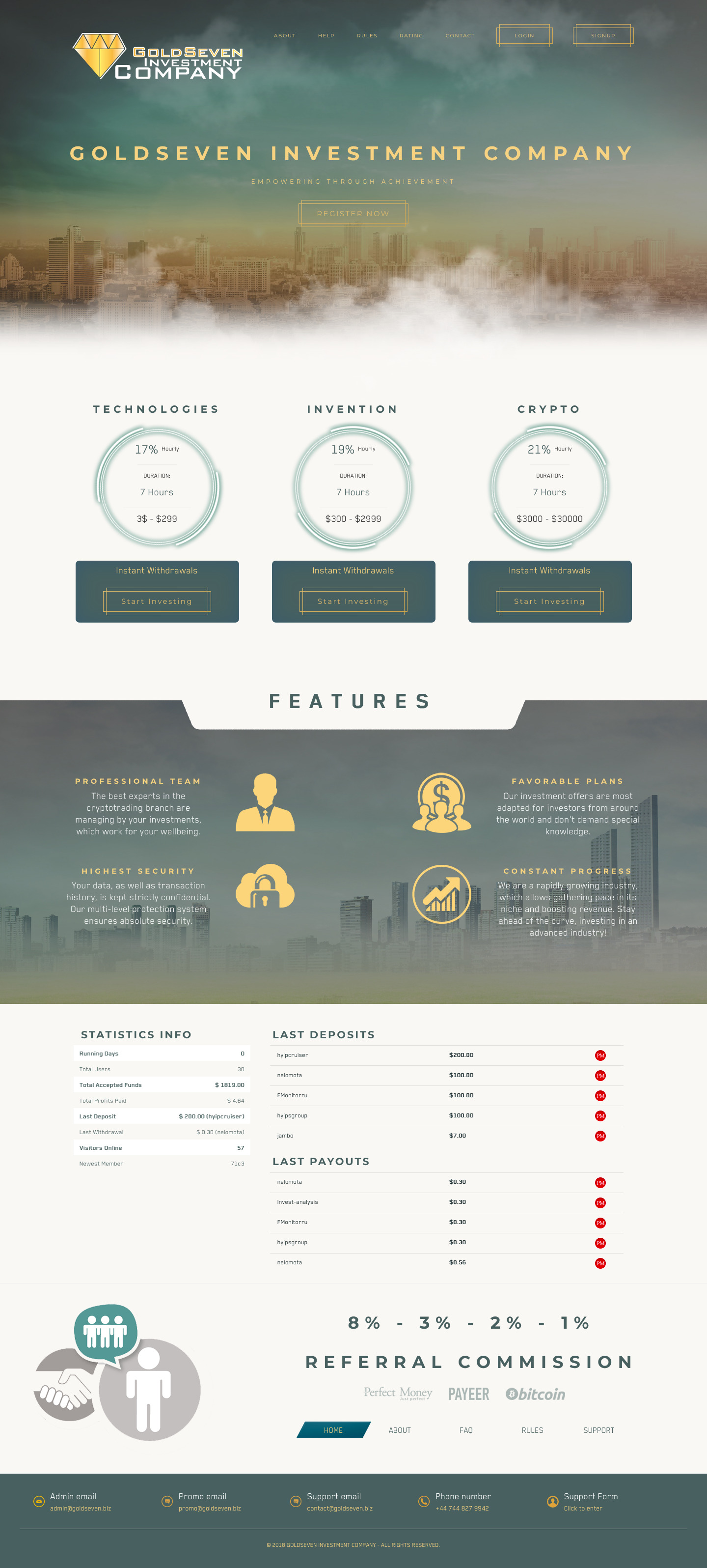 Investment project Goldseven