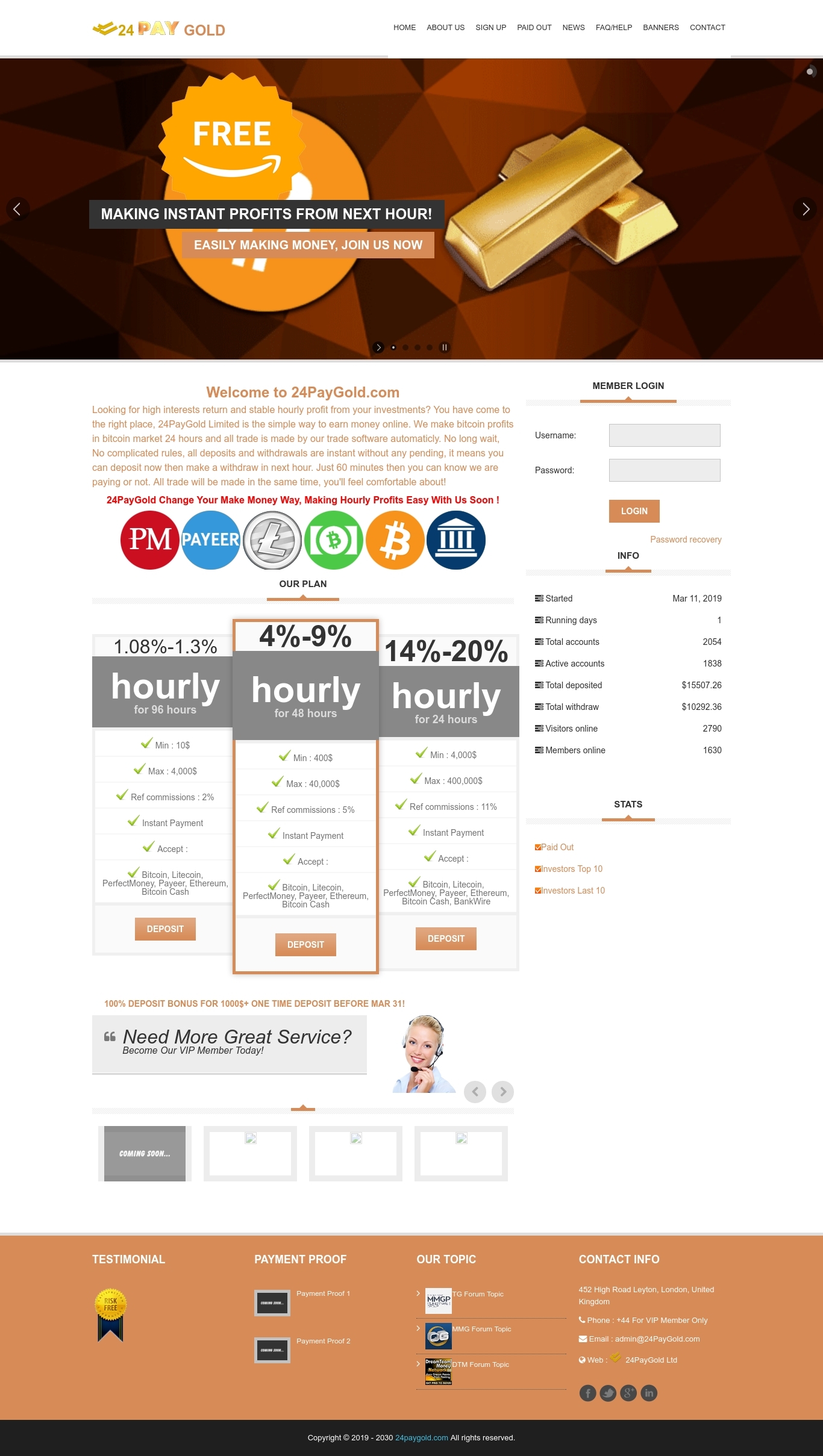 Gaming HYIP project 24 Pay Gold