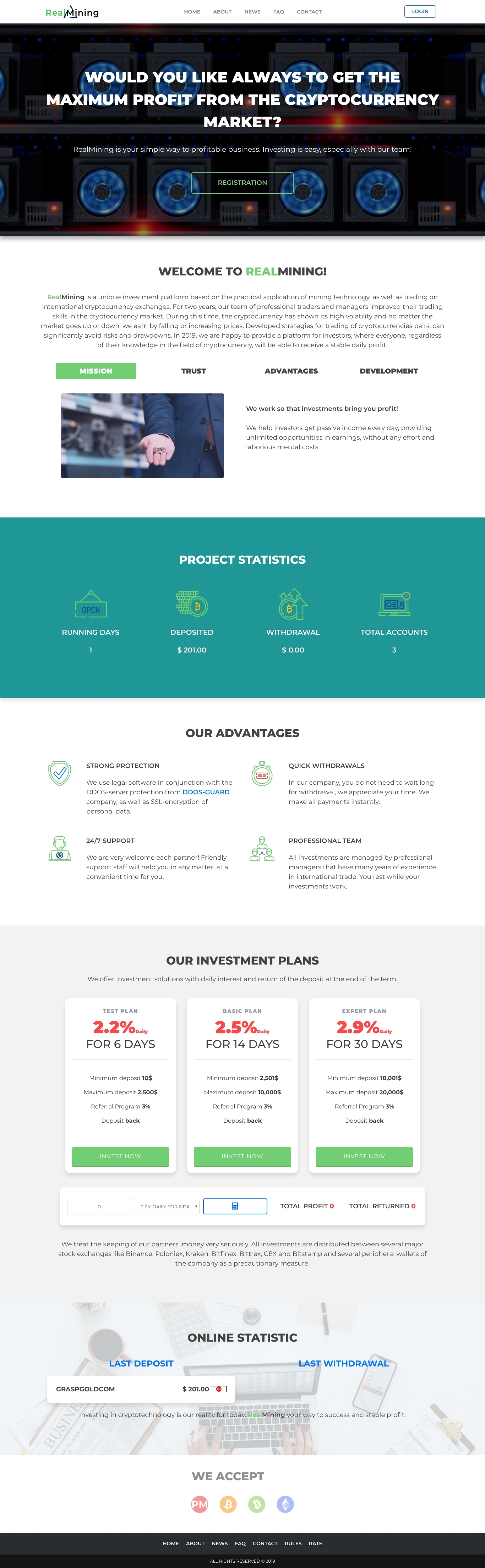 Gaming HYIP project Real Mining